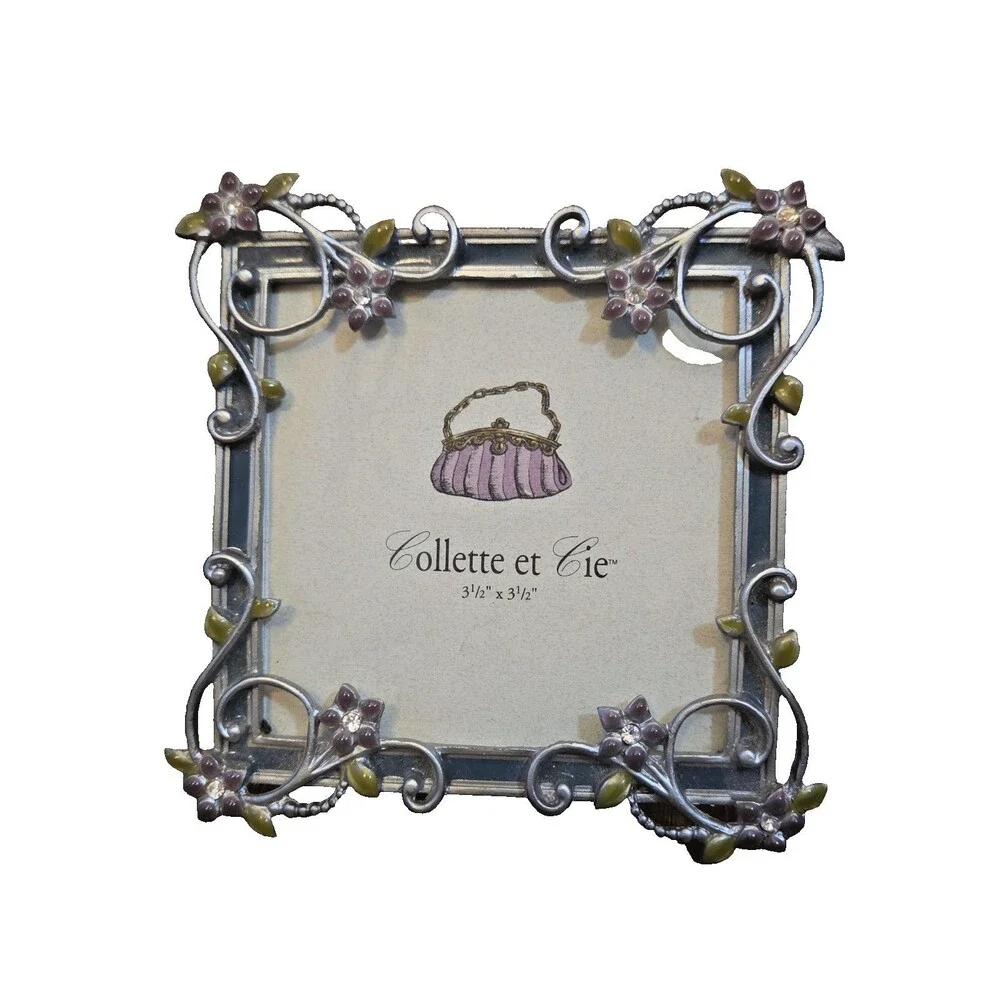 Collette et Cie Crystal & Metal Floral Photo Frame For 3.5